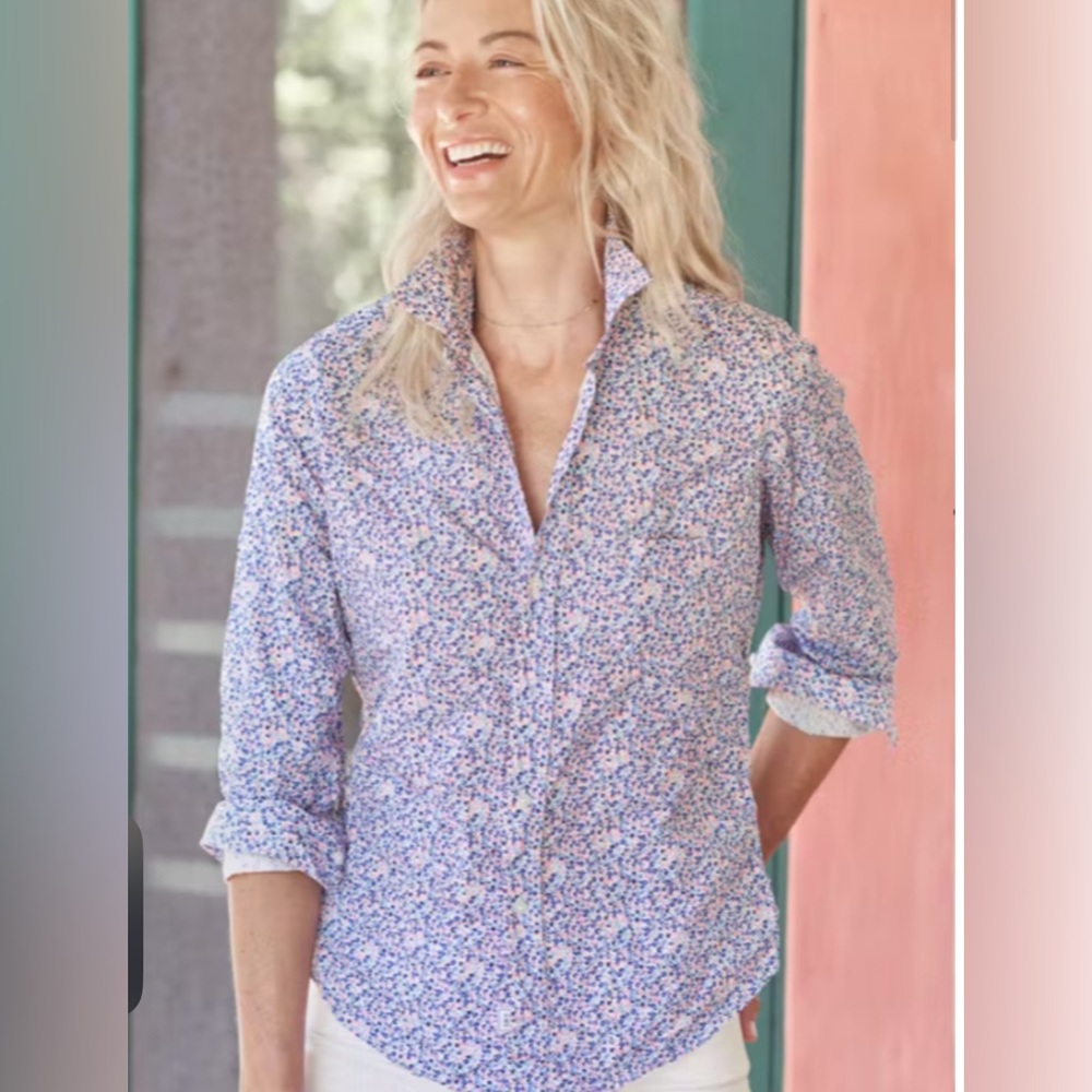 Frank & Eileen limited edition Barry crinkle  Floral Button-Up Shirt XS